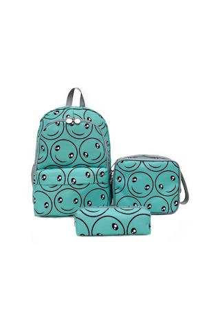 Superbag Kız Çocuk Ilkokul Çantası Smile Desenli Sırt Çantası Beslenmelik Ve Kalemlik 3'lü Set Su Yeşili