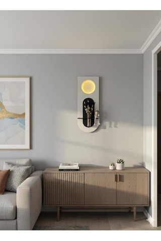 Mimoza Dekoratif Duvar Rafı Led Işıklı Ahşap İskandinav Tarzı Modern Çiçeklik Salon Duvar Rafı 30x80 Cm Paris Grisi - Antrasit