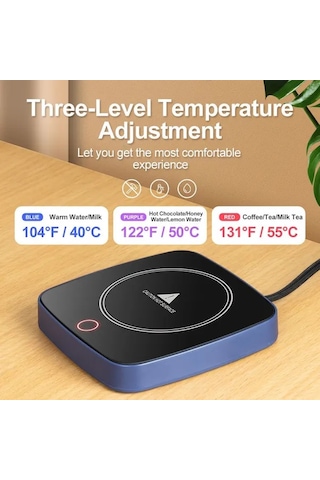 Willowhaven Ahşap Desenli Mavi Akıllı Isıtmalı Bardak 3 Sıcaklık Ayarı Kahve Çay Süt