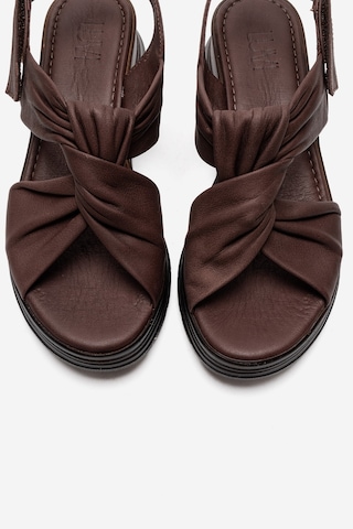 Luvishoes Oara Kahverengi Cilt Hakiki Deri Kadın Sandalet
