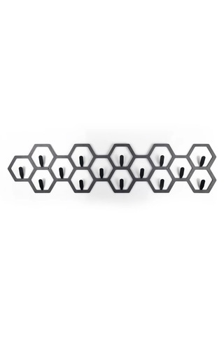 Petek Desenli Dekoratif Askılık Geometrik Metal Duvar Askılığı Mo Antrasit
