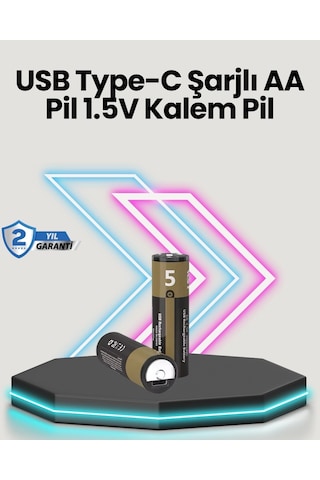 Bfs Yüksek Performanslı Aa Usb Şarjlı Lityum Pil 1.5v Sabit Güç 2 Li Paket
