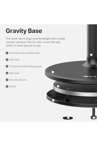 Vkemall Masaüstü Mıknatıs Telefon Tutucu - Alüminyum Gövde, 360 Açı Ayarlı, 2 Bölmeli Genişletilebilir, Sabit Temel