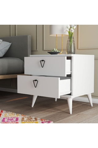3634 VERSA-CE 2 ÇEKMECELİ AYAKLI KOMODİN BEYAZ