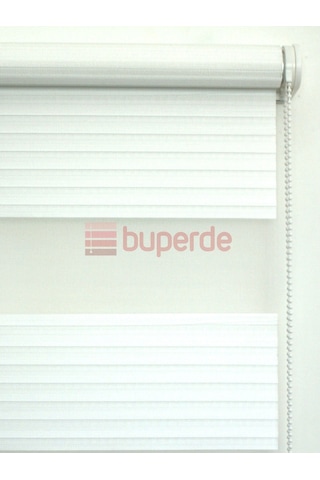 Buperde Beyaz Geniş Pilise Pliseli Zebra Stor Perde