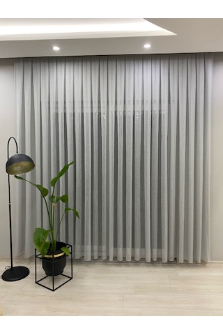 İncilife Home Foldet Gri Keten Kırışmaz Ütü İstemez Tül Perde 1/2,5 Normal Orta Pileli GRİ