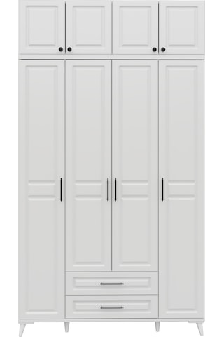 GuneyStore Gözde 4 Kapaklı Yüklüklü Komple MDF Beyaz Gardırop