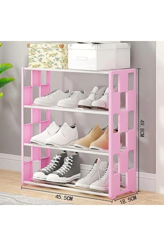 Pembe Ayakkabı Rafı Depolama Rafı Ev Ve Yatakhane Pratik Terlik Pembe
