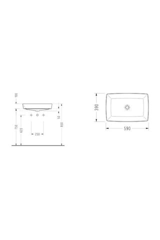Serel Rita 39 x 59 CM Tezgah Üstü Çanak Lavabo-Mat Siyah Rt47D x l050H