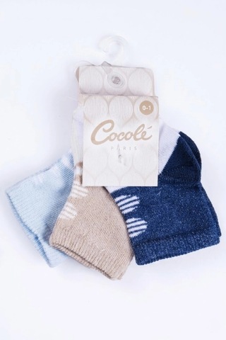 Cocole Socks Erkek Çocuk Soket Çorabı 3 Lü Set Pamuklu Minimalist Desenli Çok Renkli