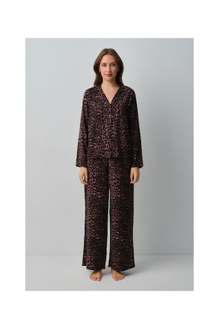 Suwen Meloni Gömlek Yaka Pijama Takımı Wsh10510148911 Siyah