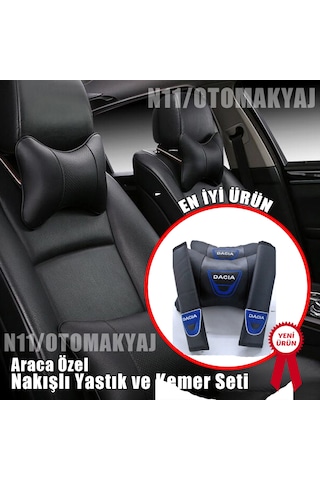 Dacia Oto Koltuk Kılıfı Ve Başlık Uyumlu Deri Yastık Set