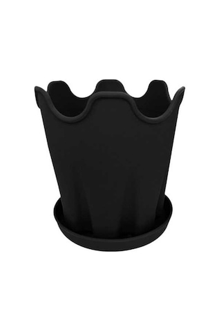 Pazly Tabanlı Suntek Siyah Silikon Saksı - Bitki Ve Çiçekler İçin