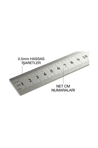 Çelik Cetvel 50cm Gri