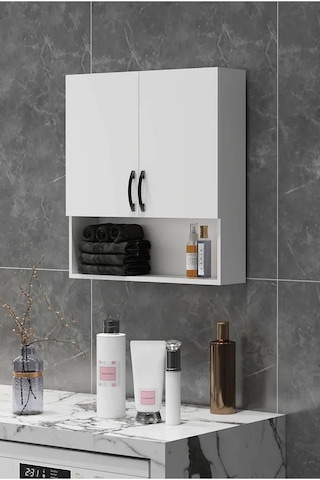 Defne Çamaşır Makinesi Üst Dolabı Beyaz