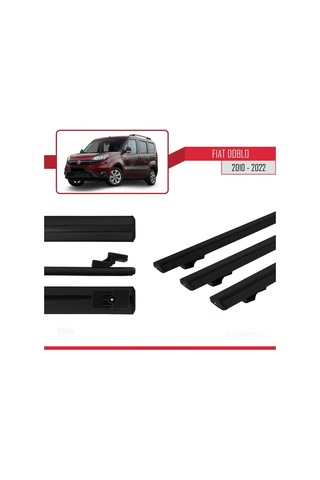 Fiat Doblo 2010-2022 Arası İle Uyumlu Basic Model Ara Atkı Tavan Barı Siyah 3 Adet