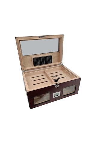 Falconetti Rc59kr Bordo 2 Katlı Camlı Dijital Humidor Puro Kutusu