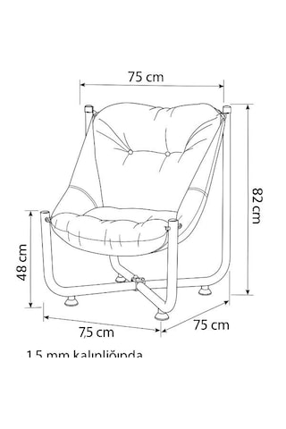 Armegeda Ekru Renk Metal Minderli Sandalye Katlanabilir Dayanıklı Rahat Bahçe Balkon Kamp Kafe Lacivert