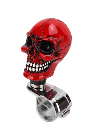 Lemestar Kafa Kelle Desenli Geri Vites Kontrol Kolu, Otomobil Kamyon Traktör Bot Uyumlu, Sürüşü Kolaylaştırıcı, Kaymazsız El Tutucu, Kırılmaz Metal Reçine, Kırmızı Kırmızı