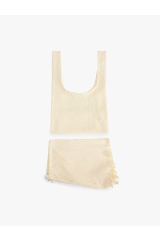 Koton Pamuklu Rahat Kesim Askılı Şortlu Pijama Takımı Sarı 6slk40144mk