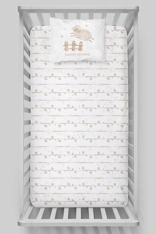 Organik Bebek Boy Lastikli Çarşaf Seti 70x130 - Mışıl Mışıl Kuzucuk