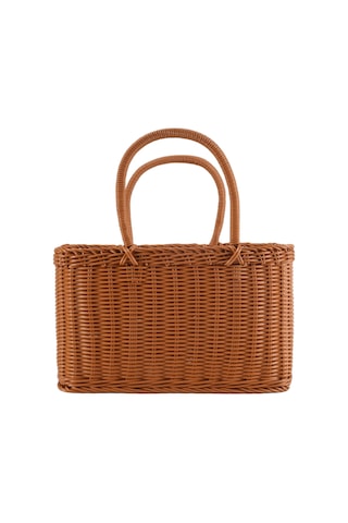 Xiaaokeji Ana Sayfa Alışveriş Sepeti El Sebze Sepeti Dekor Dokuma Rattan Çanta Kahverengi
