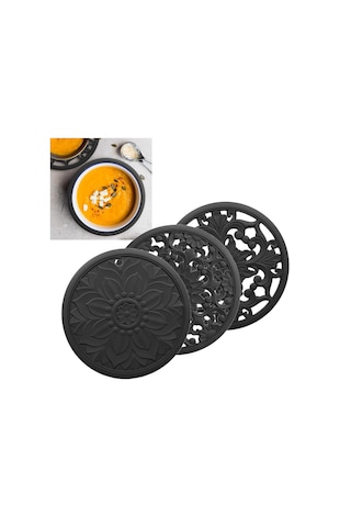 Suntek Magideal 3/set Isı Yalıtımlı Silikon Sıcak Pedler Tezgah Siyah