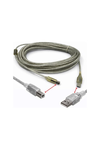 Usb 2.0 Yazıcı Kablosu Şeffaf Usb Yazıcı Kablosu 10m