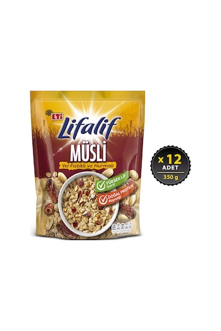 Eti Lifalif Yer Fıstıklı ve Hurmalı Müsli 12 x 350 G