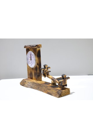 Ahşap Tahterevallili Masa Saati - El Yapımı Nostaljik Tasarım Ahşap