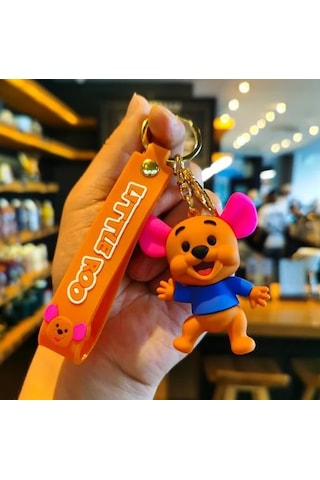 Winnie The Pooh Little Roo Figürü Anahtarlık Aksesuar Çanta Süsü Silikon 3d Çizgi Film Figürü Kahverengi