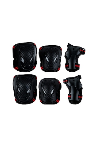 Geeksen Erkek Kadın Outdoor Spor Koruyucu Seti: 2 Dirsek 2 Diz 2 Bileklik - Ergonomik, Dayanıklı, Soluklu Kırmızı Nt-re-l Kırmızı