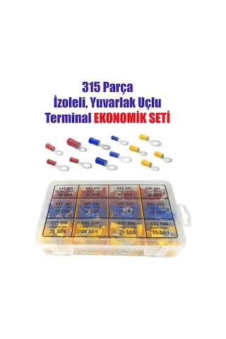 Gwest - 315 Parça Izoleli Yuvarlak Uçlu Terminal Ekonomik Seti