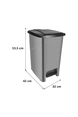Omnipazar Srl-3030 Slim Pedallı Plastik Çöp Kovası İç Kovalı 40 Lt Antrasit