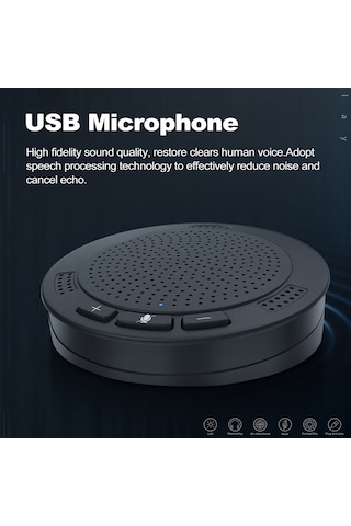 Jeemson Usb Tüm Yönlü Mikrofon - Konferans, Oyun Ve Canlı Yayın İçin Gürültü Azaltıcı, Tek Tuşlu Sessiz Mod, Plug & Play