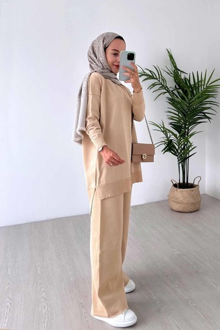 Kahijab Işıltılı Merserize Takım - Sütlü Kahve Sütlü Kahve