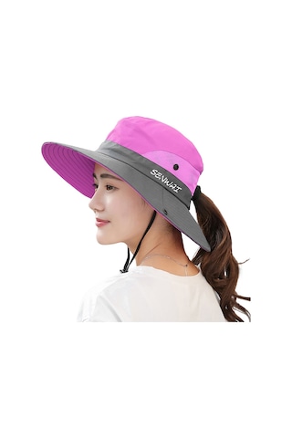 Uv Işınlarına Karşı Koruyucu Geniş Kenarlı Kadın Şapkası - Hafif Ve Konforlu Güneşten Korunma Aksesuarı Mor