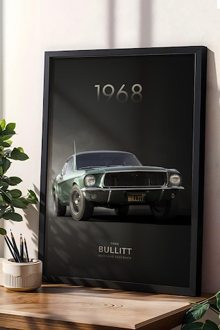 1968 Ford Bullitt Mustang Fastback Çerçeveli Tablo - Special Edition Car Poster