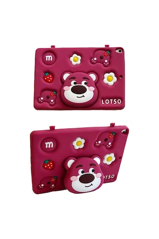 Apple Ipad 8. Ve 9. Nesil 10.2 Inç 2020 / 2021 Uyumlu Kedi Kılıf Standlı Eğlenceli Koruma Kırmızı