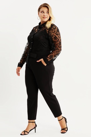 Cep Detaylı Kemerli Klasik Pantolon-1606 Siyah