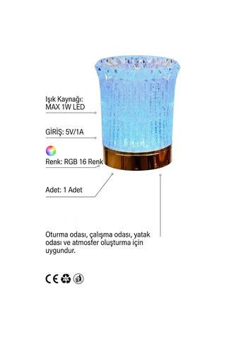 Kristal Rgb 16 Renk Led Lamba Dokunmatik Usb Şarjlı Şık Gece Lambası Masa Lambası Pr-0367