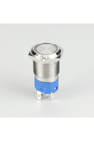 16mm Metal Led'li Kalıcı Buton   Metal  Yaylı   Su Geçirmez