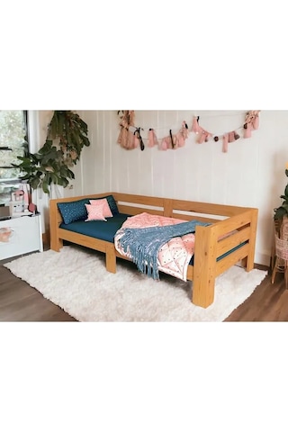 Fawdecor Doğal Ahşap Sedir Karyola Baza Yatak Kahverengi