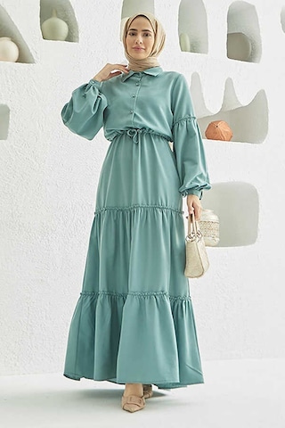 Neways 6567-carla Büzgülü Elbise Mint Yeşili Mint