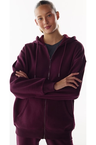 Penti Bordo Full Fermuarlı Şardonlu Active Uzun Kollu Sweatshirt
