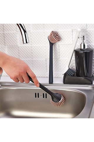 Yumuşak Ve Çizmez Bulaşık Fırçası Ergonomik & Dayanıklı - Siyah