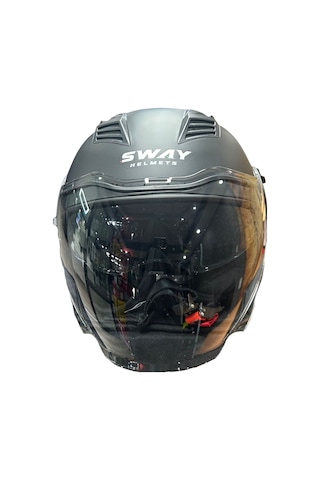 Sway SW-766 Güneş Vizörlü Açık Motosiklet Kaskı Mat Siyah