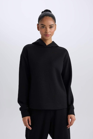 DeFactoFit Standart Fit Kapüşonlu Skuba Dalgıç Kumaş Sporcu Basic Düz Sweatshirt A5626AX25SPBK81