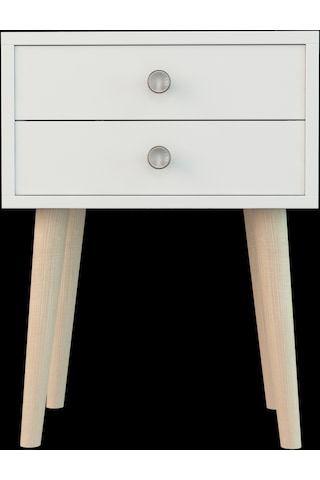 Flora NEVA iki Çekmeceli Komodin (Beyaz)