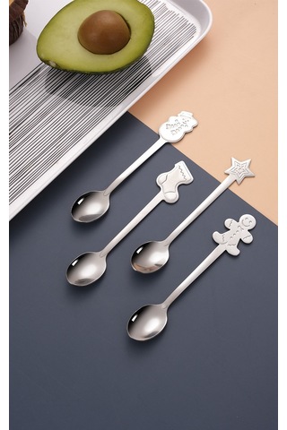 Aubyhe Noel Temalı 304 Paslanmaz Çelik Kahve Kaşığı, Ev/ofis/kafe Kullanıma Uygun, Hediye Paketli, Yıkama Makinesine Uygun, Ayna Parlaklığı Diğer